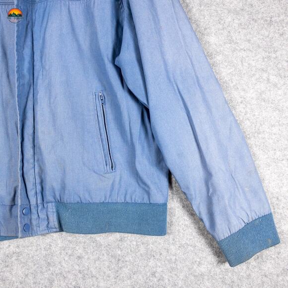 David Taylor Full-Zip Bomber Jacket Blue Long Sleeve Cottage Men's Size Large - Picture 10 of 15